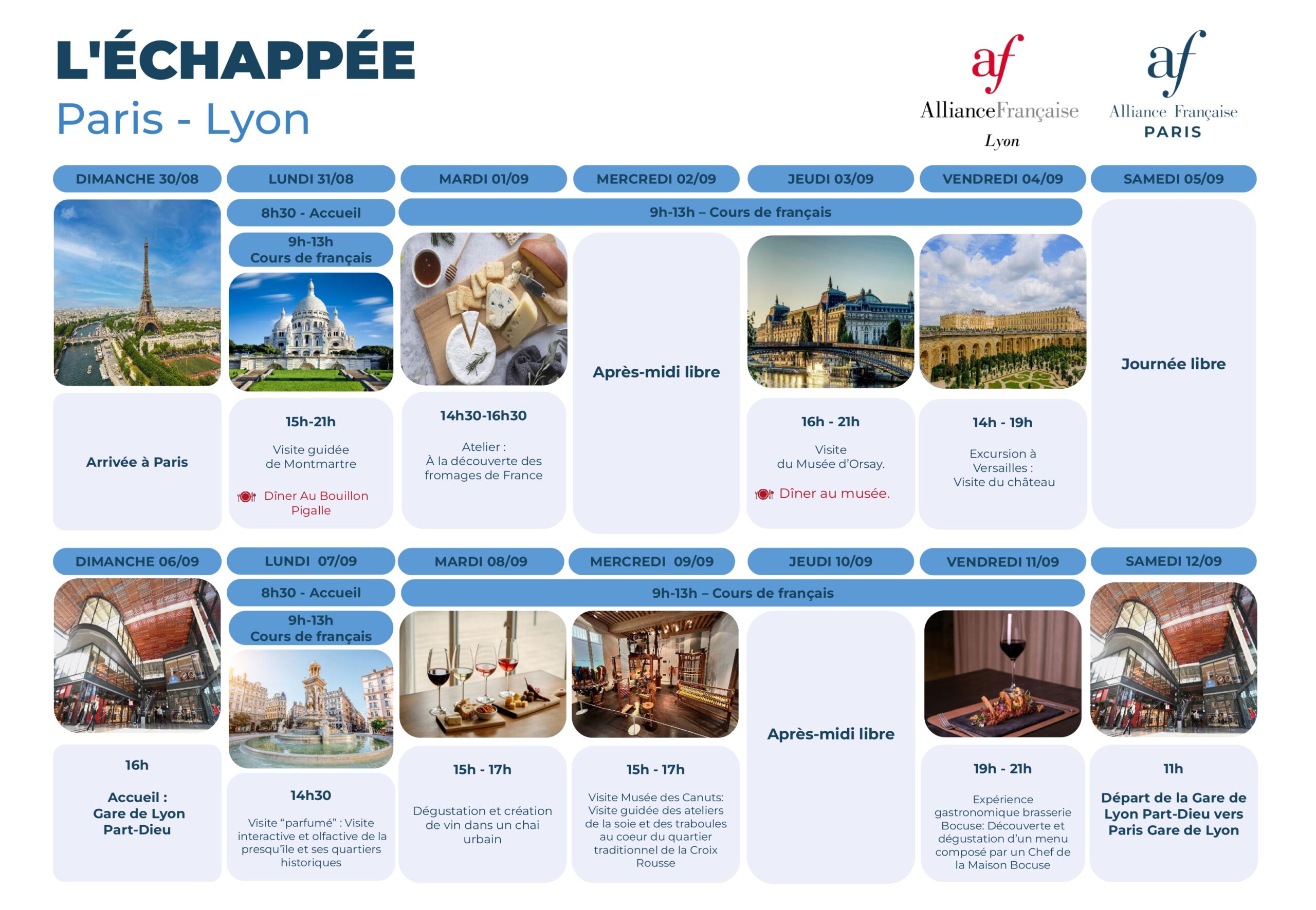 Programme de la semaine à Paris et à Lyon
