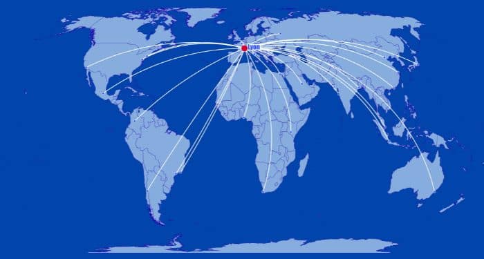 Map of France internationally